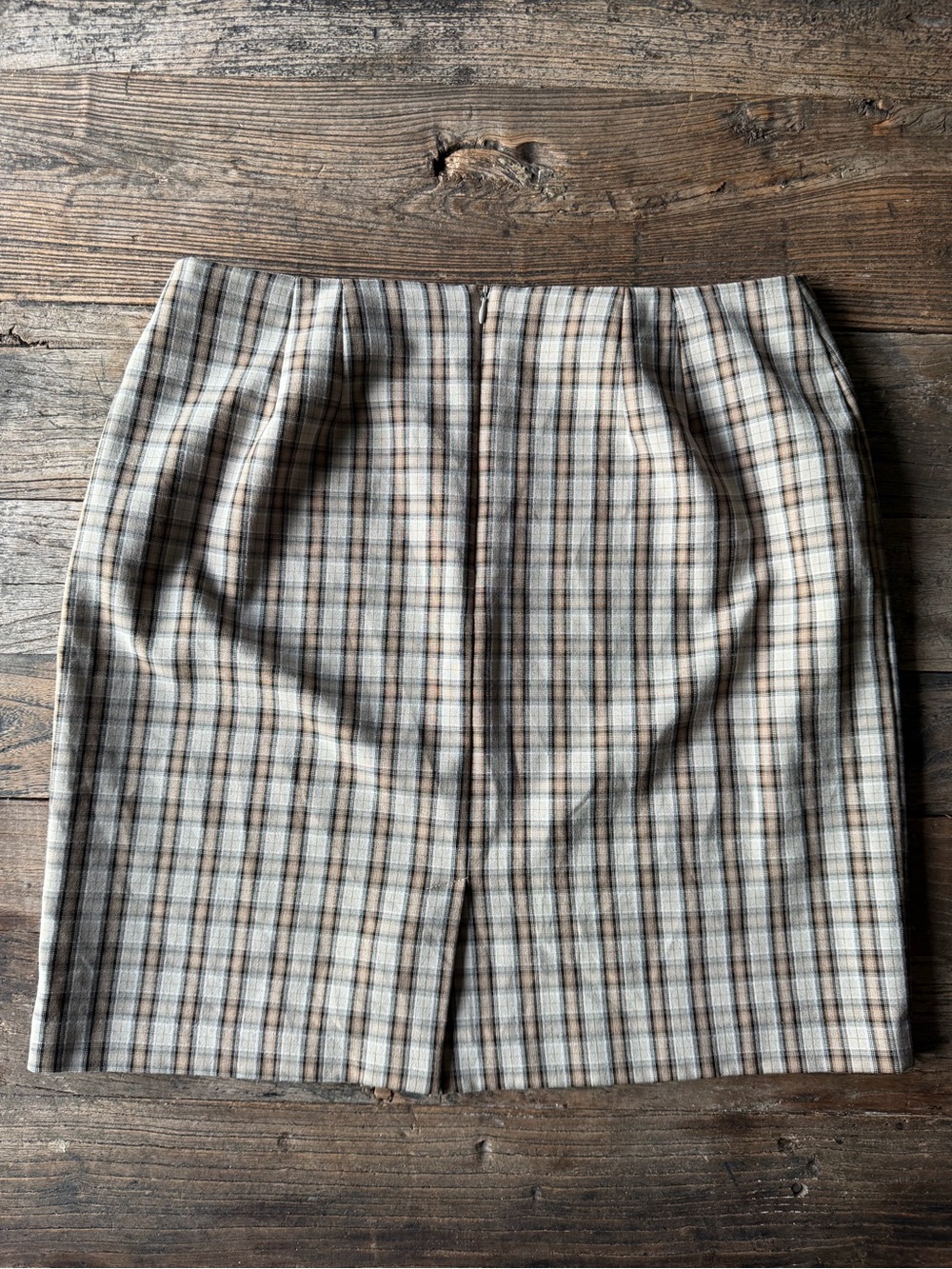 Requirements Plaid Pencil Skirt in Beige and Brown